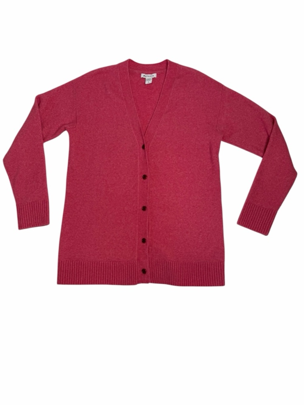 Athleta Westlake Cardigan Pink Merino Wool V-Neck Relaxed Small
